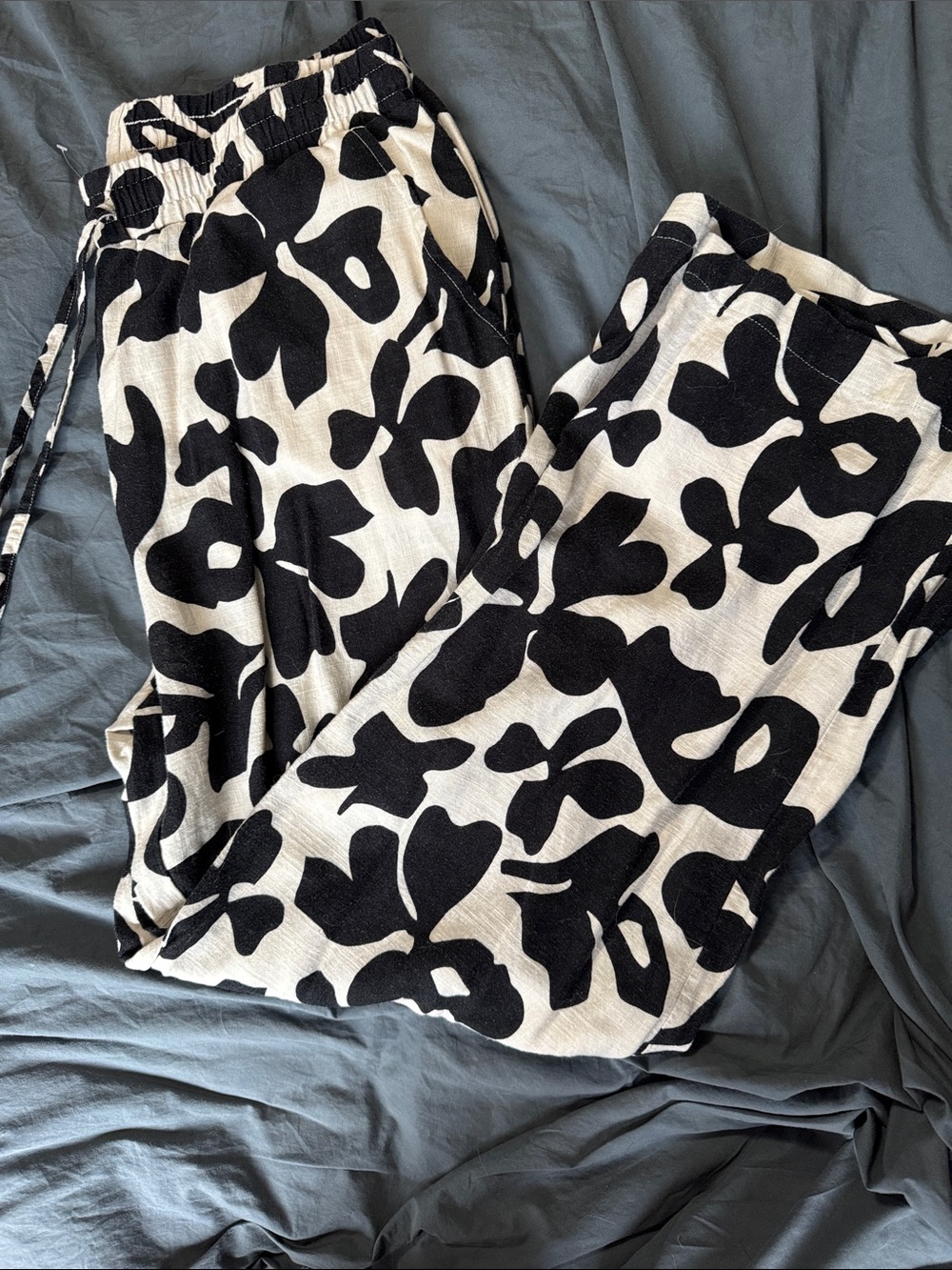 Primark Black and White Abstract Print Straight Leg Pants